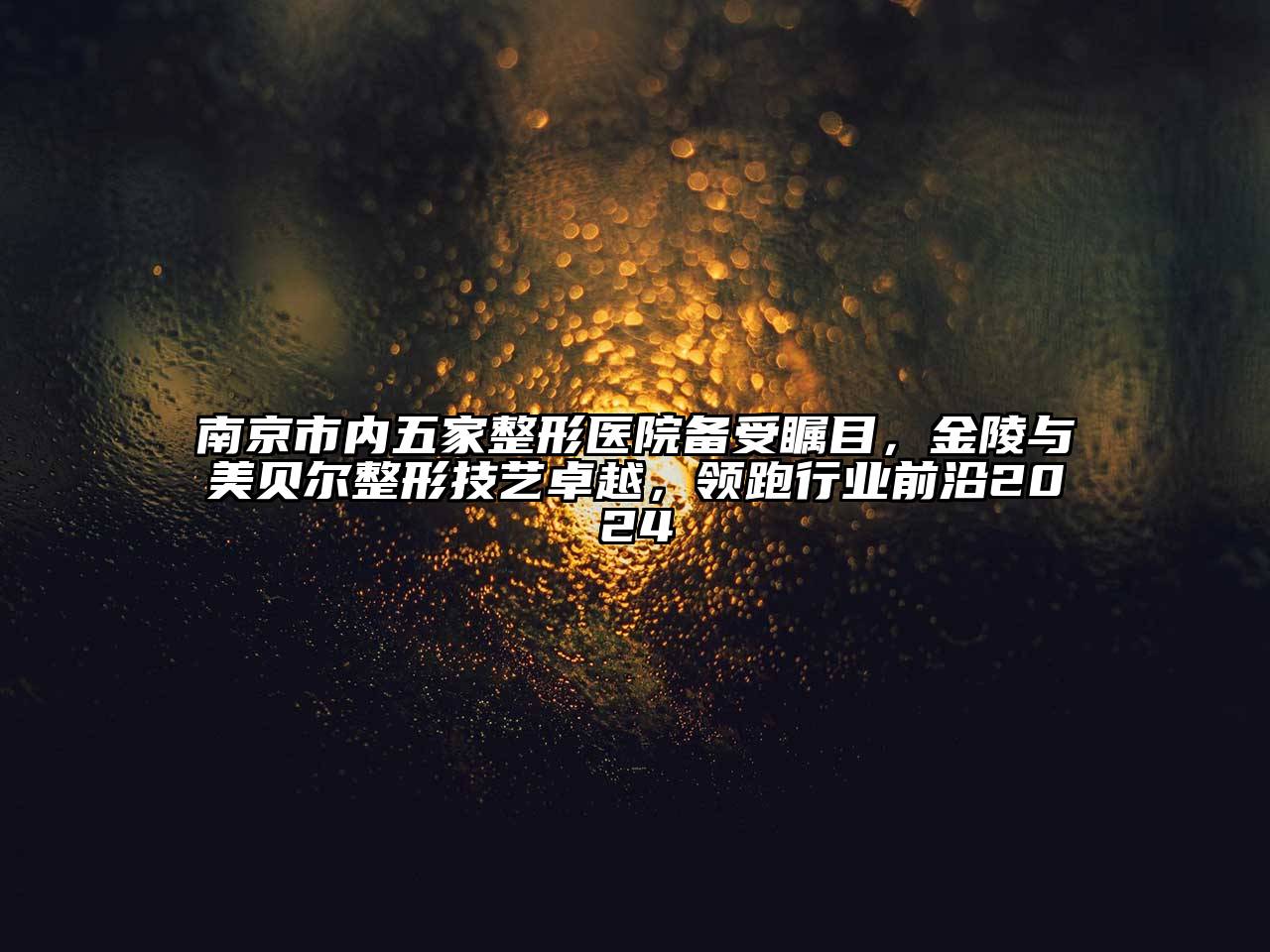 南京市内五家整形医院备受瞩目，金陵与美贝尔整形技艺卓越，领跑行业前沿2025