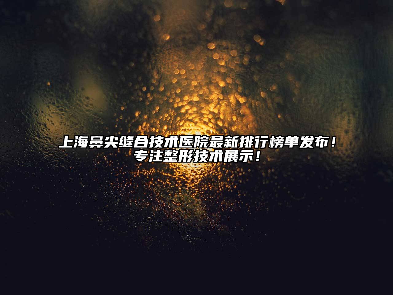 上海鼻尖缝合技术医院最新排行榜单发布！专注整形技术展示！