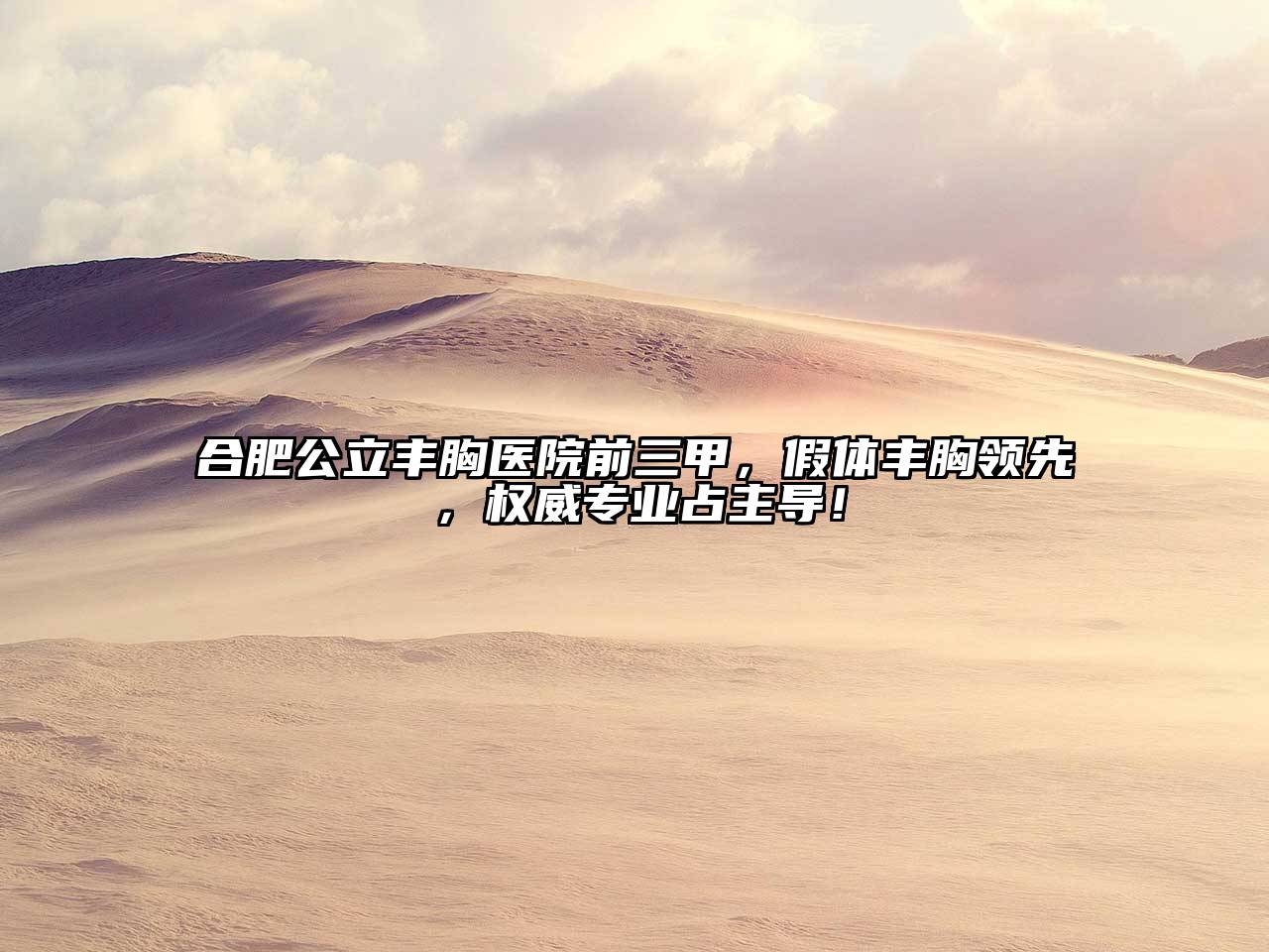合肥公立丰胸医院前三甲，假体丰胸领先，权威专业占主导！