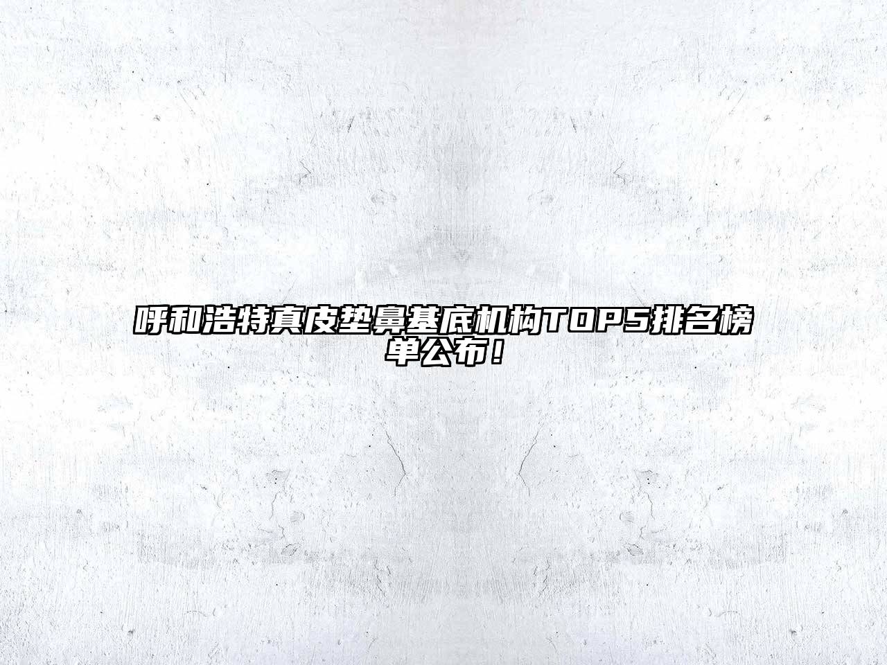 呼和浩特真皮垫鼻基底机构TOP5排名榜单公布！