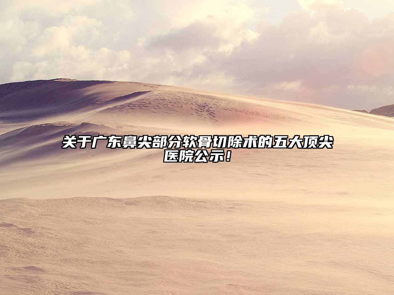 广东鼻尖部分软骨切除术的五大顶尖医院公示！