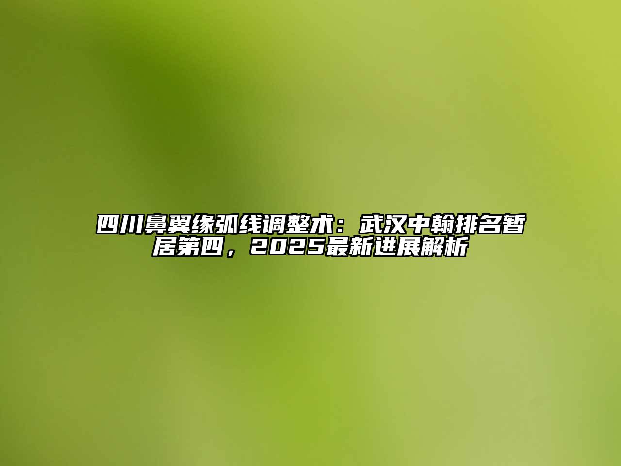 四川鼻翼缘弧线调整术：武汉中翰排名暂居第四，2025最新进展解析