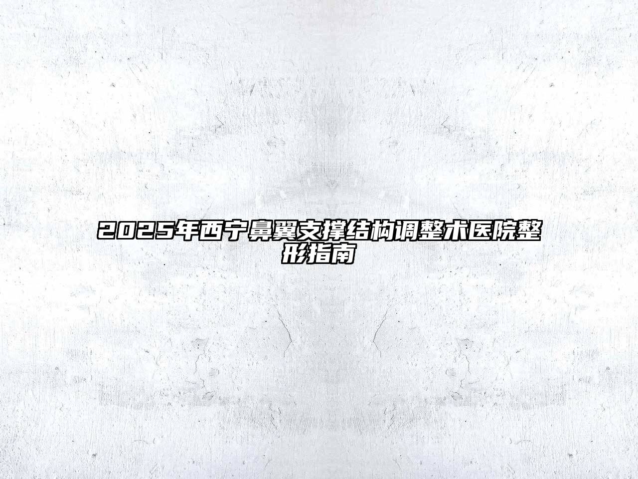 2025年西宁鼻翼支撑结构调整术医院整形指南